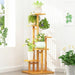5 Tier Natural Brown Vertical Bamboo Plant Stand - Furniture > Office
