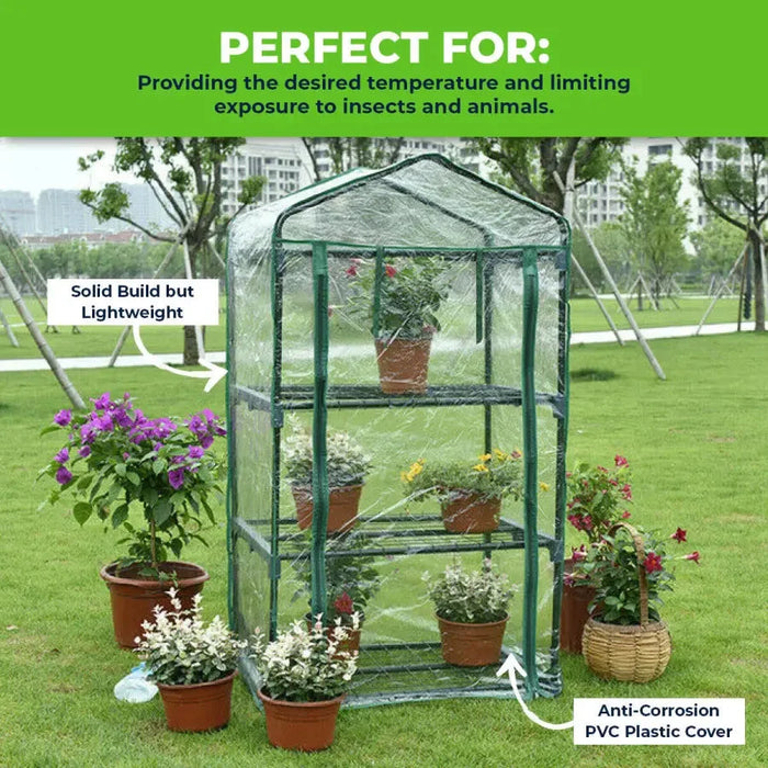 Garden Greens Greenhouse Shed 3 Tier UV Protected Cover Solid Structure 1.25m - Home & Garden > Green Houses