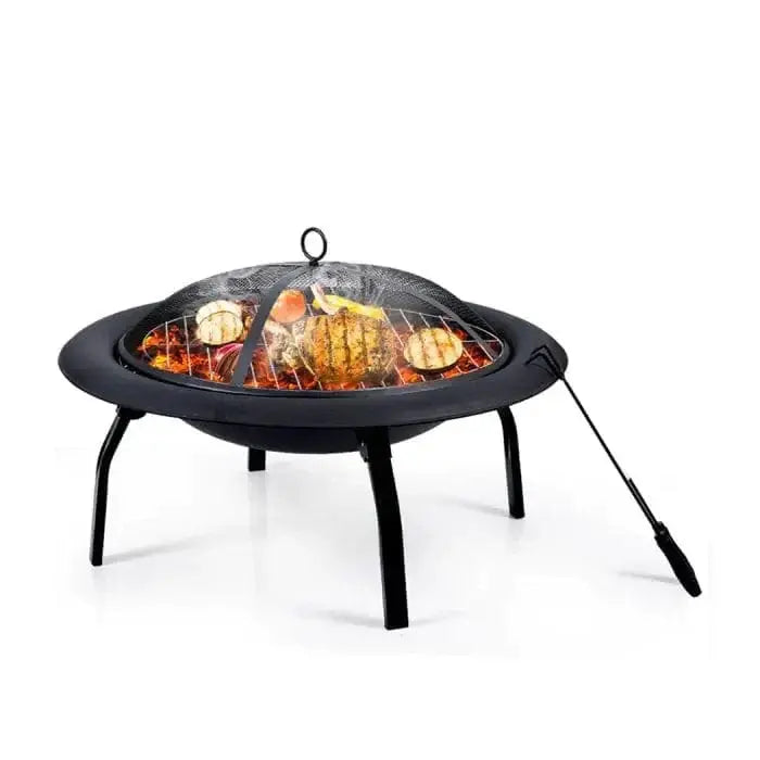 22" Portable Outdoor Fire Pit and BBQ