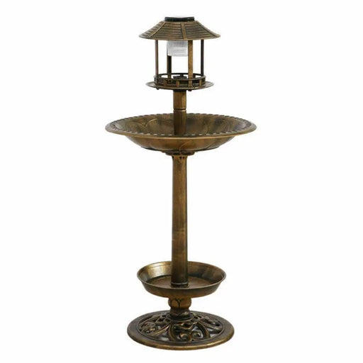 Ornamental Solar Light Garden Ornaments Bird Bath Feeder Feeding Food Station