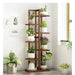 6 Tier Dark Brown Vertical Bamboo Plant Stand - Furniture