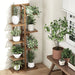 6 Tier Dark Brown Vertical Bamboo Plant Stand - Furniture