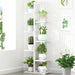 6 Tier White Vertical Bamboo Plant Stand - Furniture > Office
