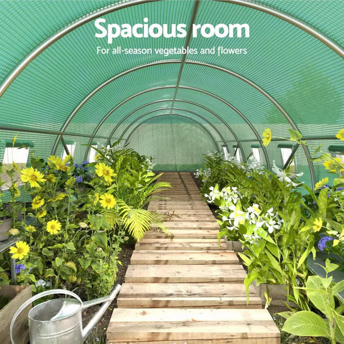 Green Fingers PE Mesh 6m x 4m x 2m Tunnel Greenhouse - Home & Garden > Green Houses