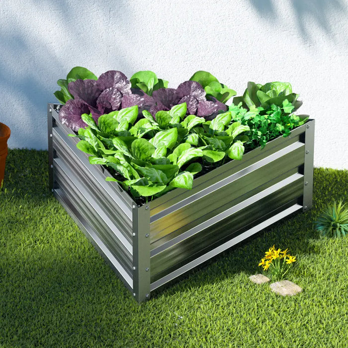 Greenfingers Garden Bed Galvanised Steel Raised Planter Vegetable 86x86x30cm - Home & Garden > Garden Beds