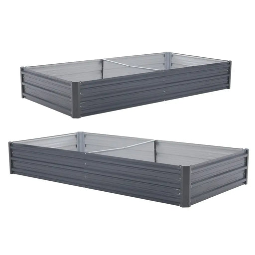 Home Ready 2 Set 210 x 90 x 30cm Grey Raised Garden Bed Galvanised Steel Planter - Home & Garden > Garden Beds