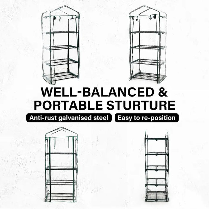 Home Ready Apex Mini Garden Greenhouse Shed PVC 4 Tier - Home & Garden > Green Houses