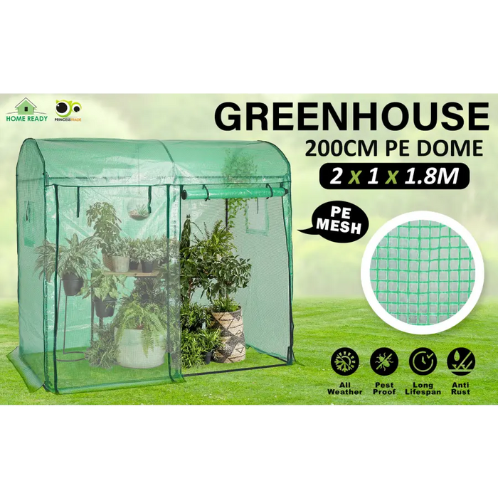 Home Ready Dome 2X1X1.8M Garden Greenhouse Walk-In Shed PE - Home & Garden > Green Houses