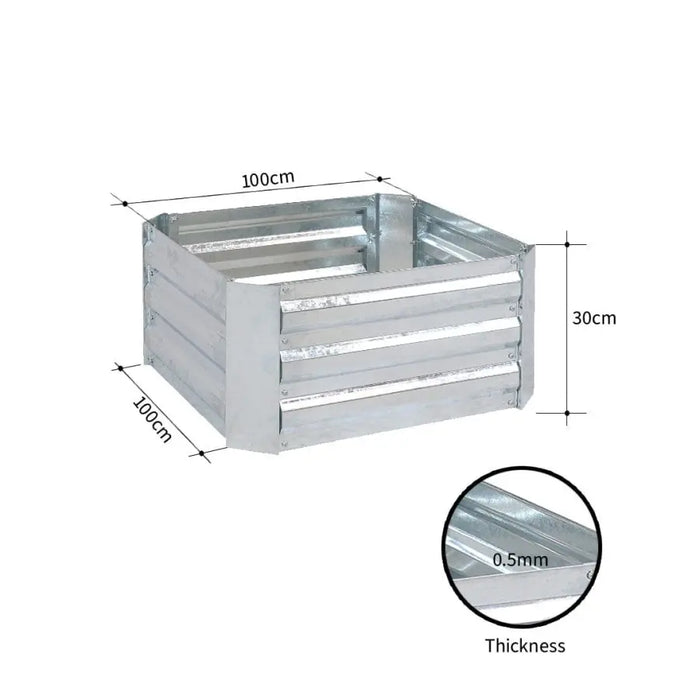 100cm Square Galvanised Garden Bed