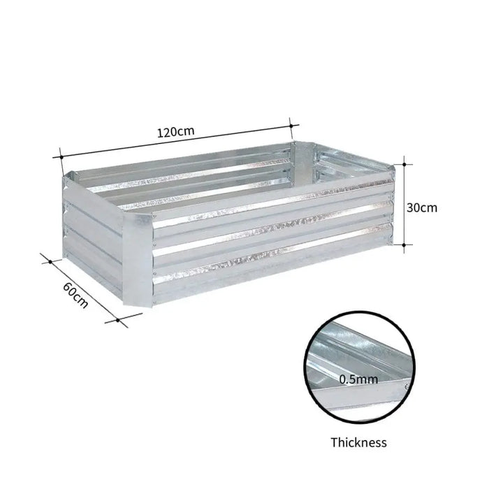 120cm Rectangle Galvanised  Garden Bed