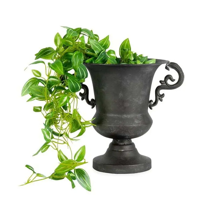 Baroque Brushed-Black Urn with Handles - Plants & Pots