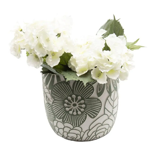 Green Garden Embossed Potplanter w/Hole & Plug 23x21cm