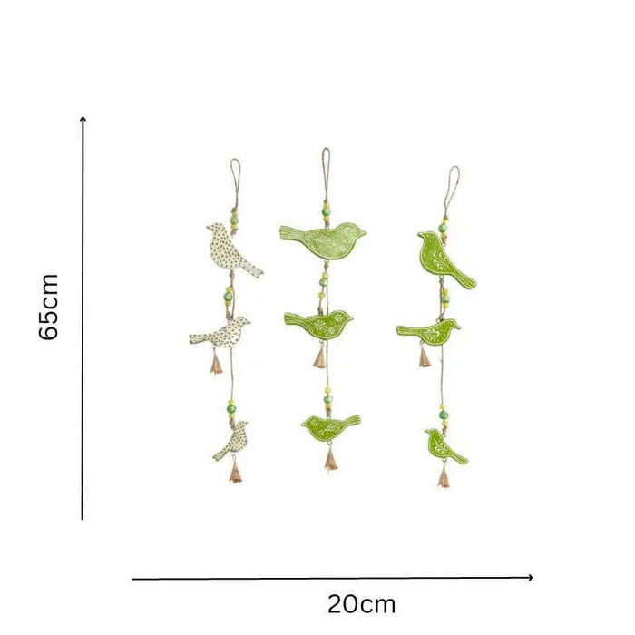 Handcrafted Hanging Bird Chimes (set of 3) - Decorative