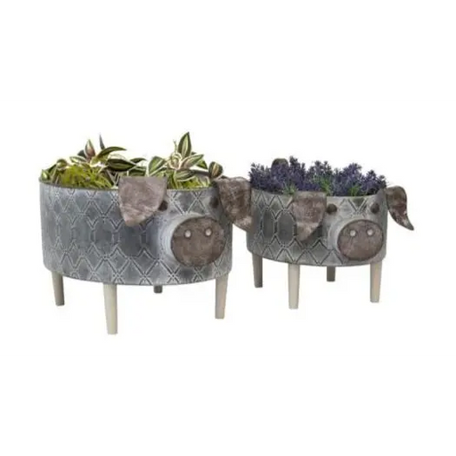 Set/2 Nested Pig Planters 46x28x25/39x22x22.5cm