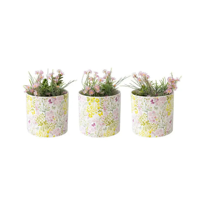 Set/3 Countryside Flowers Planters w/Hole & Plug 13x12cm