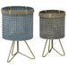 Set of 2 Rattan Footed Plant Stands - Plant Stand