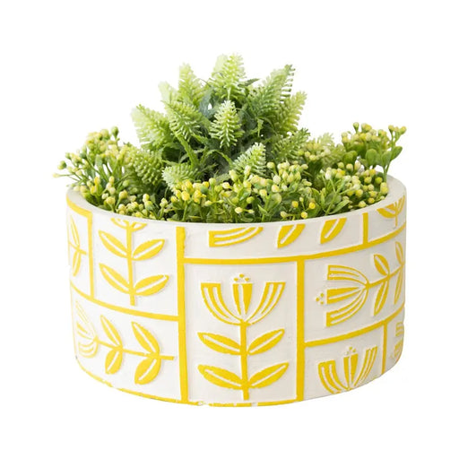 Yellow Flower Art Planter 18x9cm